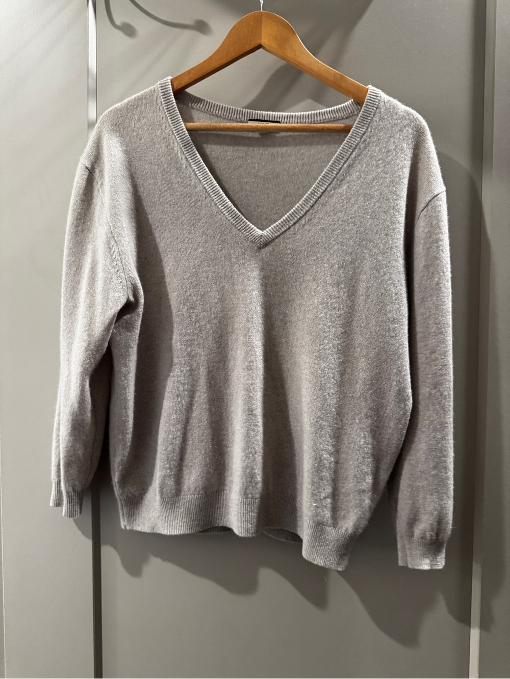 J. Crew Cashmere V-Neck Sweater in Light Gray